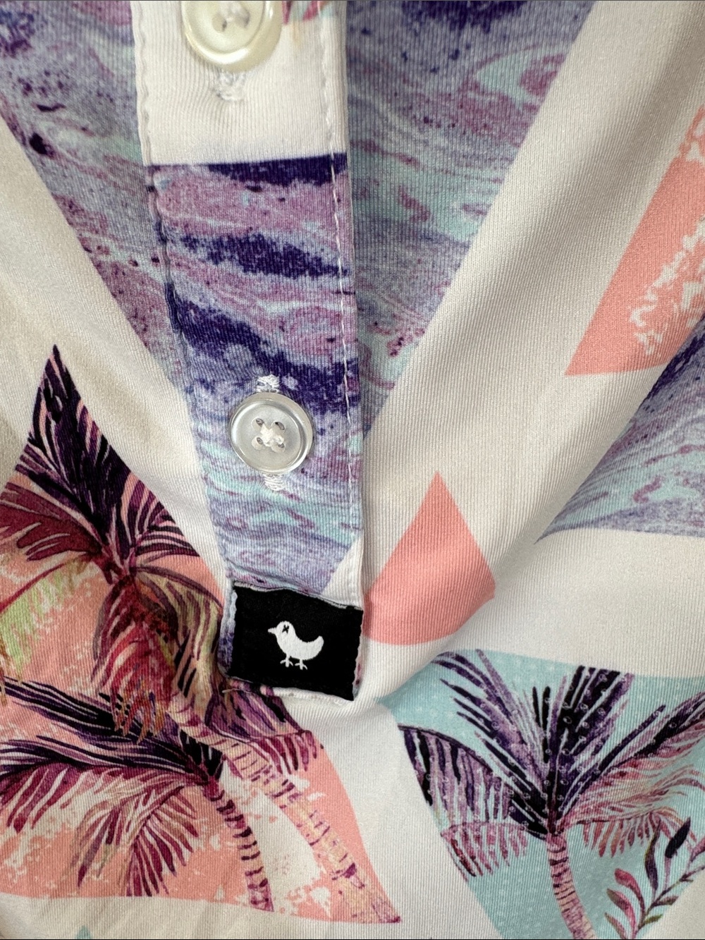 Bad Birdie Sleeveless Golf Polo Tropical Geometric Print XS - Picture 3 of 6